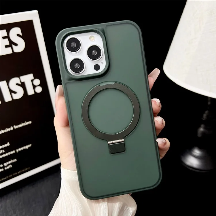 Per Iphone 16 Pro Max Case Compatibile Con MagSafe Skin-Touch TPU+PC Kickstand Cover Del Telefono - Army Green