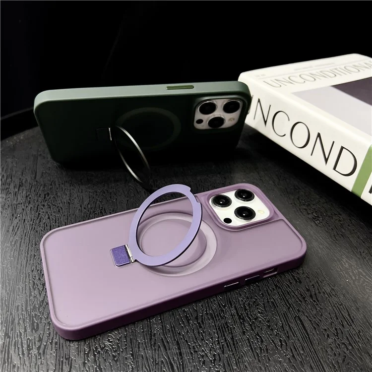 Per Iphone 16 Pro Max Case Compatibile Con MagSafe Skin-Touch TPU+PC Kickstand Cover Del Telefono - Army Green