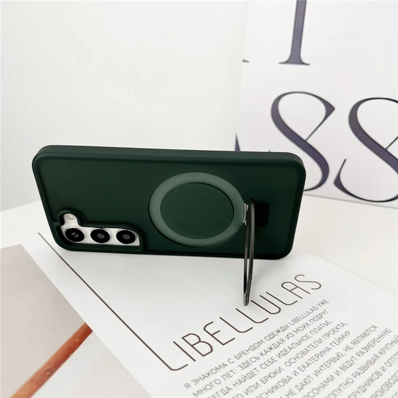 For Samsung Galaxy S23 Magnetic Case Skin-Touch TPU+PC Kickstand Phone Cover - Dark Purple