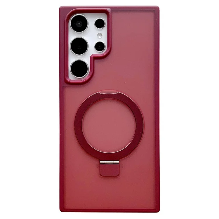Für Samsung Galaxy S23 Ultra Case Kompatibel Mit Magsafe Skin-Touch TPU+PC Kickstand Telefonabdeckung - Weinrot