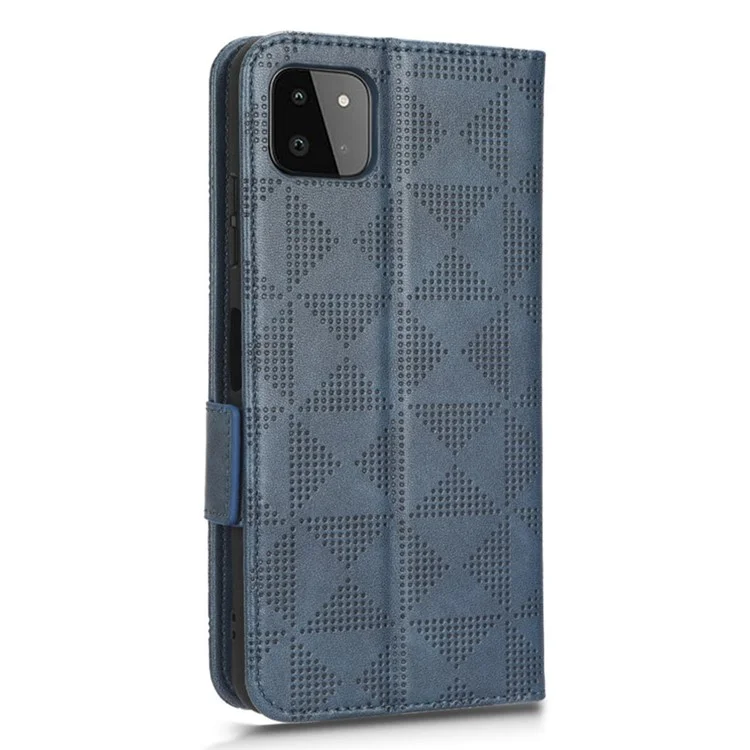 Case de Teléfono de Pie Para Samsung Galaxy A22 5G (versión de la Ue), Patrongle PU PU Cuero PU Cuero Folio Folio Cover - Azul