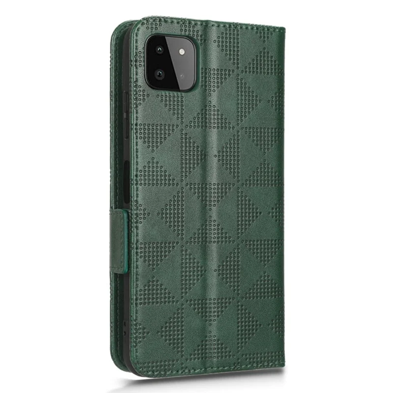 Stand Phone Case for Samsung Galaxy A22 5G (EU Version), Imprinted Triangle Pattern PU Leather Wallet Folio Flip Cover - Green