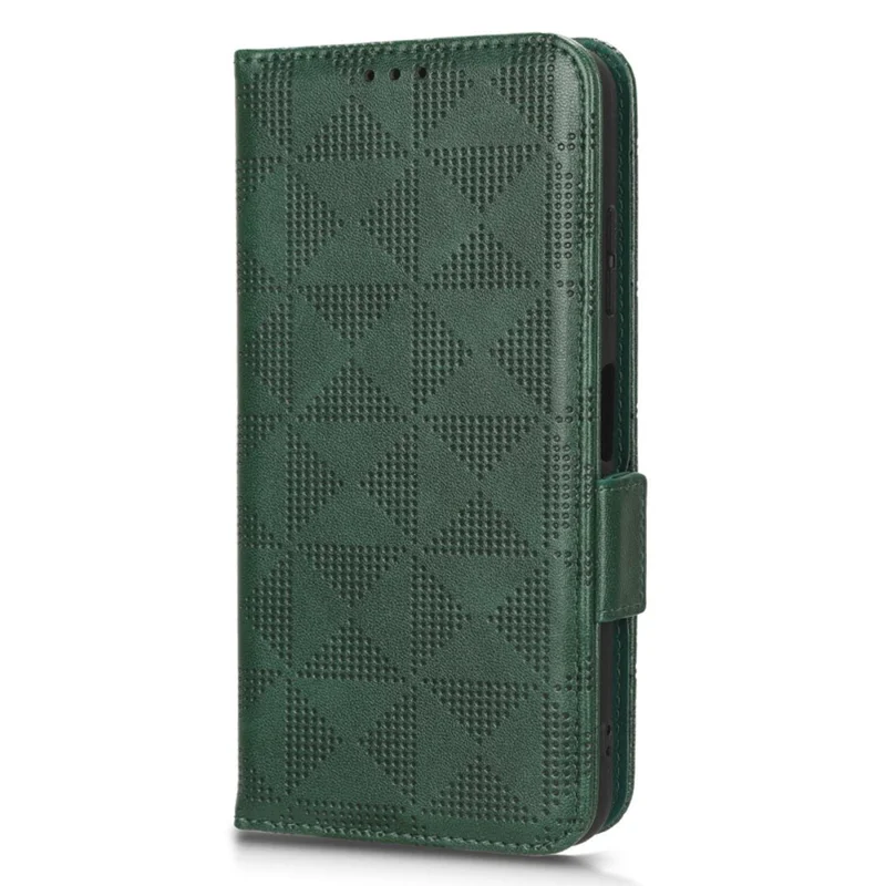 Stand Phone Case for Samsung Galaxy A22 5G (EU Version), Imprinted Triangle Pattern PU Leather Wallet Folio Flip Cover - Green