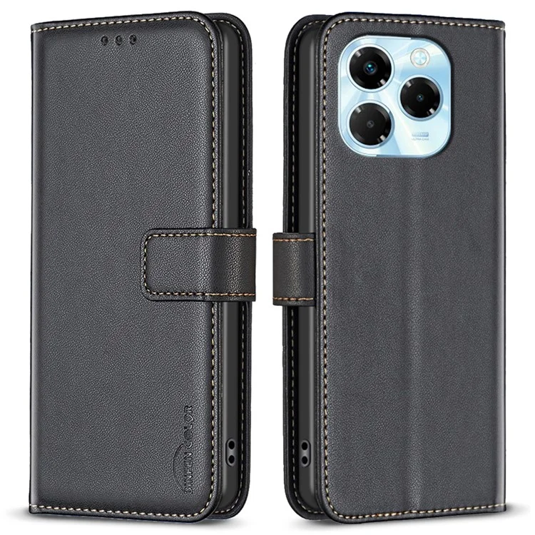 BINFEN COLOR BF17 For Infinix Note 40X 5G Case Wallet Folio Flip Leather Cover - Black
