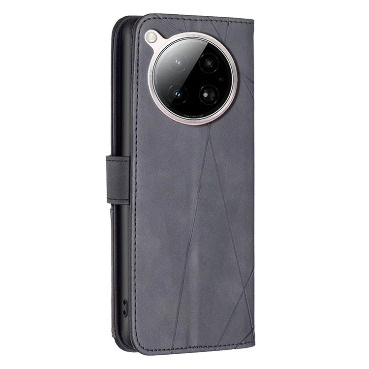 BINFEN COLOR For Infinix Zero 40 4G Phone Cases Wallet Stand Geometry Imprinted Leather Cover - Black