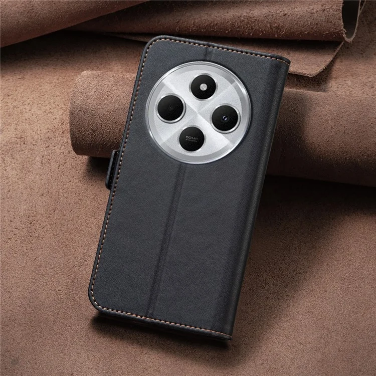 BINFEN COLOR BF31 für Xiaomi Poco C75 4G / Redmi 14R 5G / 14C 4G Hülle PU-Leder Klapphülle Brieftasche Handyhülle - Schwarz