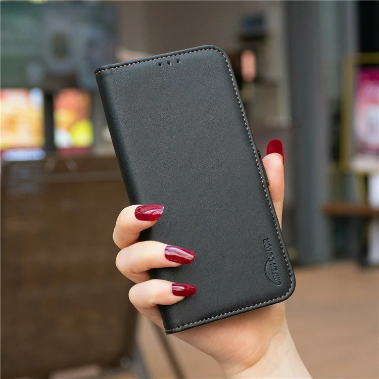 BINFEN COLOR BF31 für Xiaomi Poco C75 4G / Redmi 14R 5G / 14C 4G Hülle PU-Leder Klapphülle Brieftasche Handyhülle - Schwarz
