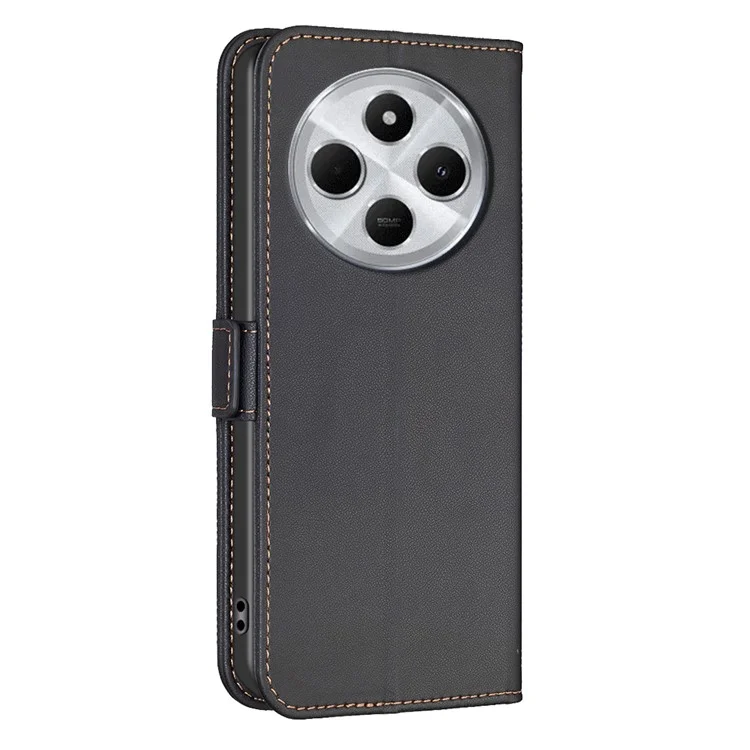 BINFEN COLOR BF31 für Xiaomi Poco C75 4G / Redmi 14R 5G / 14C 4G Hülle PU-Leder Klapphülle Brieftasche Handyhülle - Schwarz