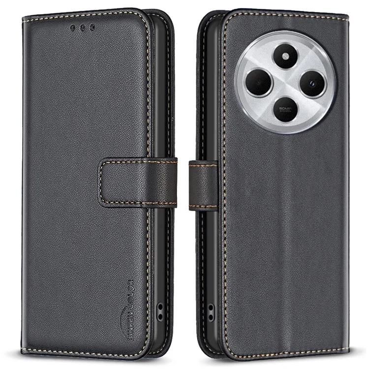 BINFEN COLOR BF17 per Xiaomi Poco C75 4G / Redmi 14R 5G / 14C 4G Custodia Portafoglio con Flip in Pelle - Nero