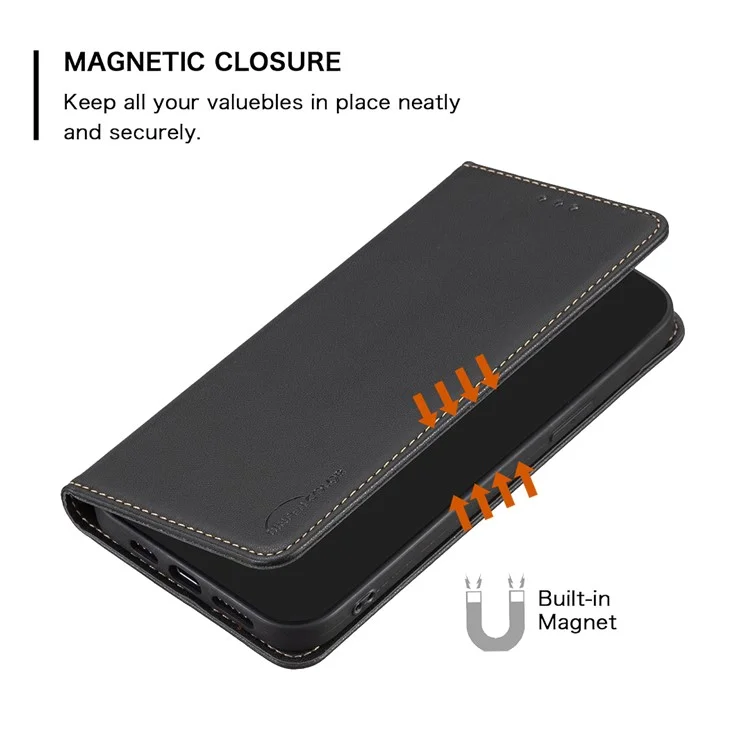 BINFEN COLOR BF18 para Xiaomi Poco C75 4G / Redmi 14R 5G / 14C 4G Funda de Cuero PU con Soporte para Tarjetas - Negro