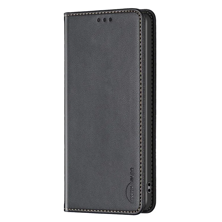 BINFEN COLOR BF18 para Xiaomi Poco C75 4G / Redmi 14R 5G / 14C 4G Funda de Cuero PU con Soporte para Tarjetas - Negro