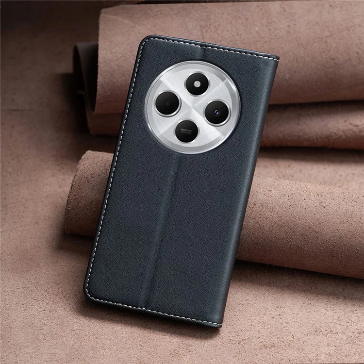BINFEN COLOR BF18 para Xiaomi Poco C75 4G / Redmi 14R 5G / 14C 4G Funda de Cuero PU con Soporte para Tarjetas - Negro
