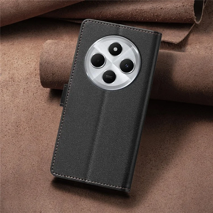 BINFEN COLOR BF32 For Xiaomi Poco C75 4G / Redmi 14R 5G / 14C 4G Leather Case Wallet RFID Blocking Phone Cover - Black