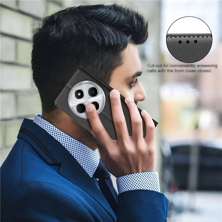 BINFEN COLOR BF32 For Xiaomi Poco C75 4G / Redmi 14R 5G / 14C 4G Leather Case Wallet RFID Blocking Phone Cover - Black