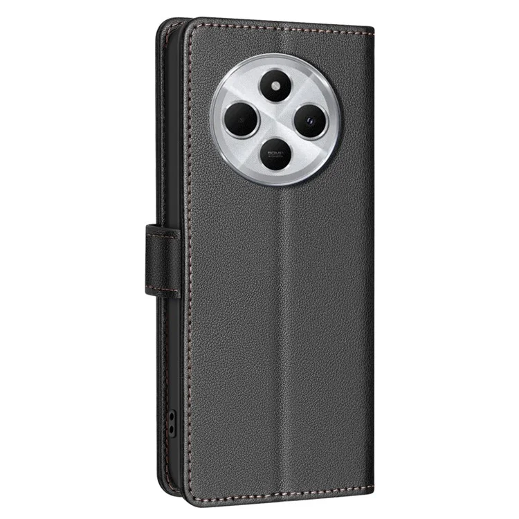 BINFEN COLOR BF32 For Xiaomi Poco C75 4G / Redmi 14R 5G / 14C 4G Leather Case Wallet RFID Blocking Phone Cover - Black
