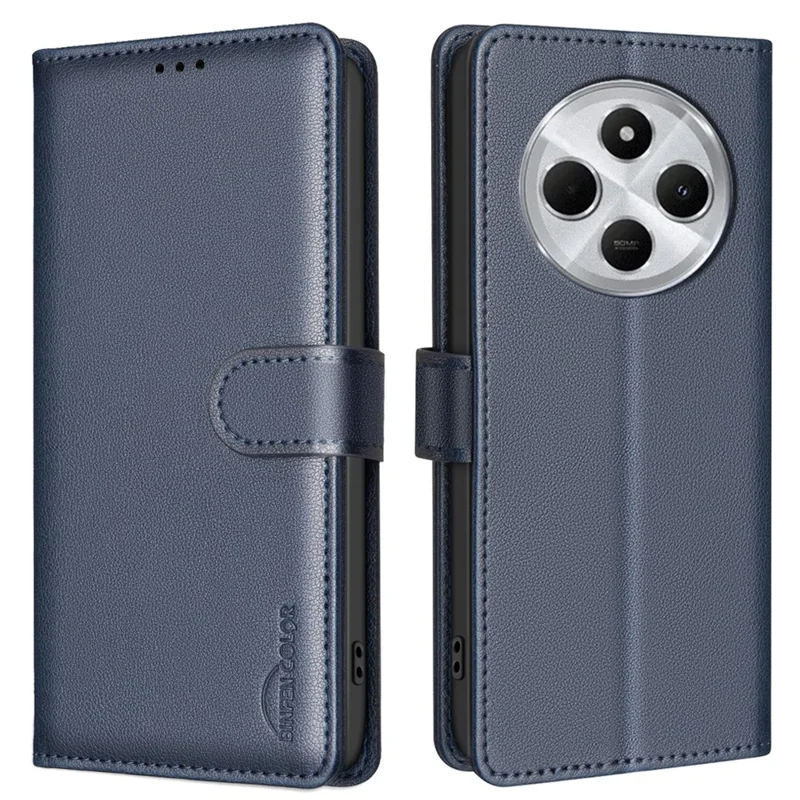 BINFEN COLOR BF32 For Xiaomi Poco C75 4G / Redmi 14R 5G / 14C 4G Leather Case Wallet RFID Blocking Phone Cover - Blue