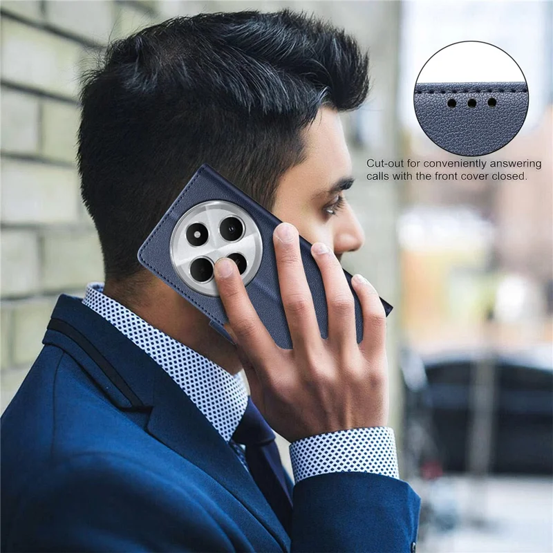 BINFEN COLOR BF32 For Xiaomi Poco C75 4G / Redmi 14R 5G / 14C 4G Leather Case Wallet RFID Blocking Phone Cover - Blue