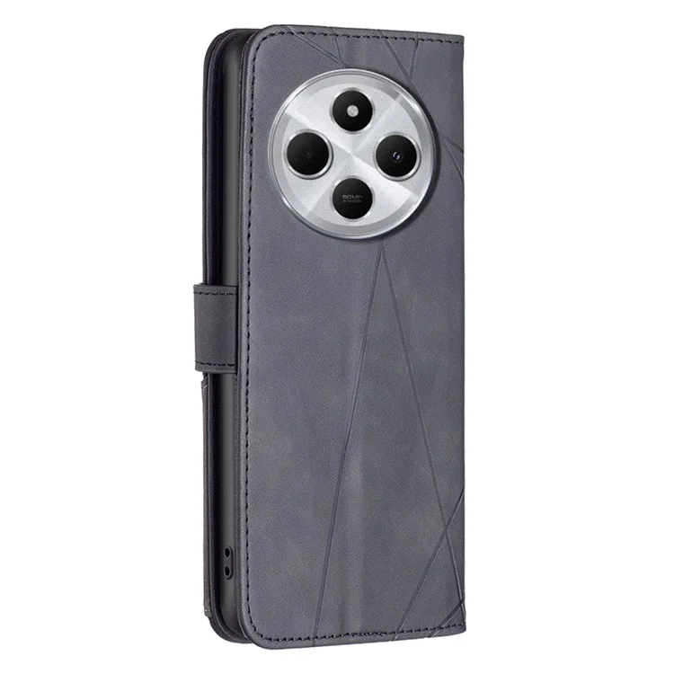 BINFEN COLOR BF05 Für Xiaomi Poco C75 4G / Redmi 14R 5G / 14C 4G Case Leder Handyhülle Brieftasche Stand - Schwarz