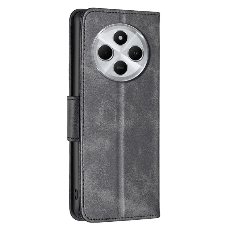 Para Xiaomi Poco C75 4G / Redmi 14R 5G / 14C 4G Capa à prova de choques de couro PU com slots para cartões - Preto