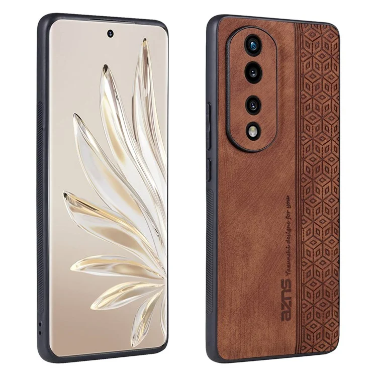 AZNS For Honor 70 Pro 5G Impresso Padrões Padrões PU PU Revestido de Couro TPU Capa Anti-deslizamento Caixa de Telefone Celular - Castanho