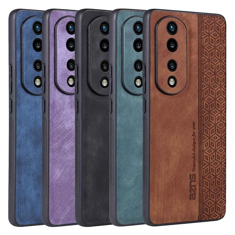 AZNS For Honor 70 Pro 5G Impresso Padrões Padrões PU PU Revestido de Couro TPU Capa Anti-deslizamento Caixa de Telefone Celular - Castanho