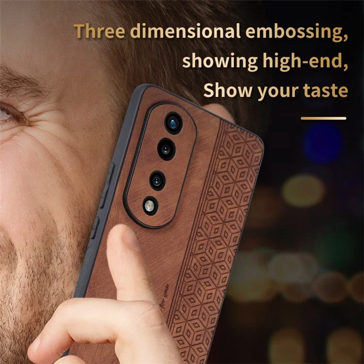 AZNS For Honor 70 Pro 5G Impresso Padrões Padrões PU PU Revestido de Couro TPU Capa Anti-deslizamento Caixa de Telefone Celular - Castanho