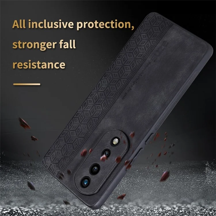 AZNS For Honor 70 Pro 5G Impresso Padrões Padrões PU PU Revestido de Couro TPU Capa Anti-deslizamento Caixa de Telefone Celular - Castanho