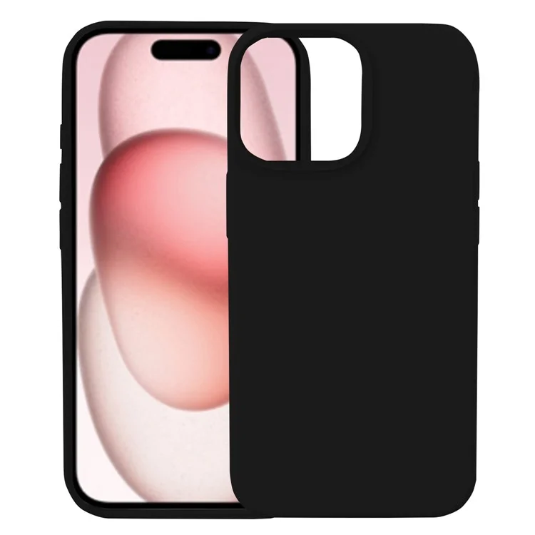 Kalebol KLB-YTGJ001 Para Iphone 15 Case Solid Color Silicone Liquid Silicone+PC Teléfono - Negro