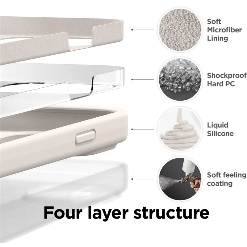 KALEBOL KLB-YTGJ001 For iPhone 13 Pro Max Case Solid Color Liquid Silicone+PC Phone Cover - Starlight