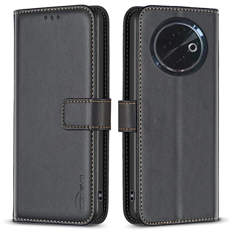 Binfen Color Bf17 Para Tecno Spark 30c Case Carteira Folio Flip Couro Tampa - Preto