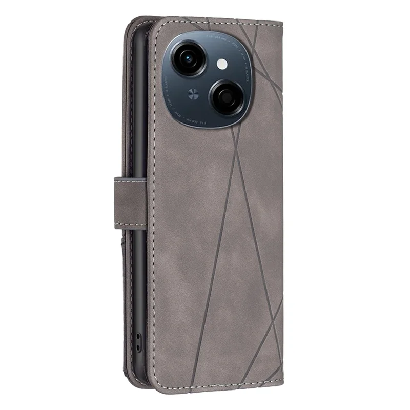 BINFEN COLOR For TECNO Spark Go 2025 / Spark Go 1 / Pop 9 4G Phone Cases Wallet Stand Geometry Imprint Leather Cover -  Grey