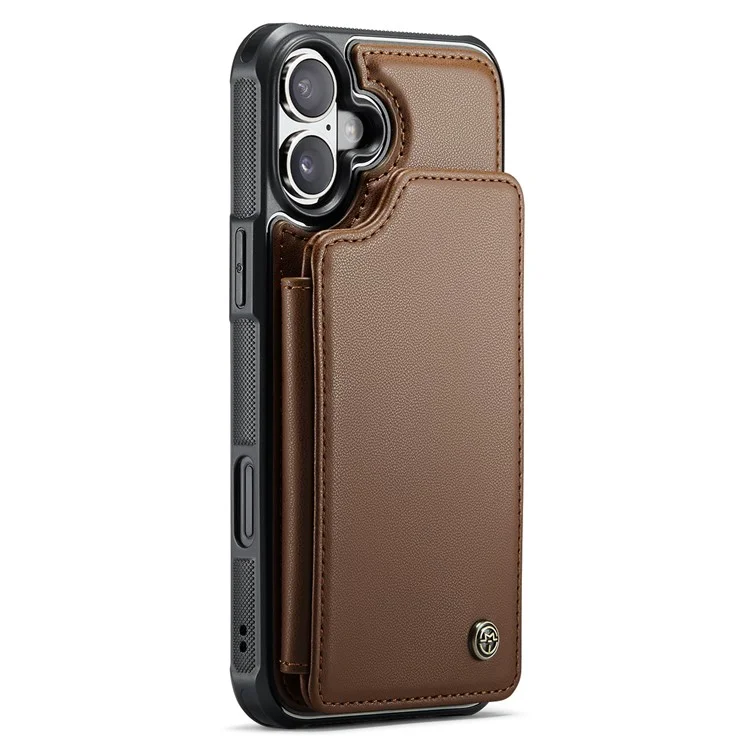 CASEME C22 Series для чехла iPhone 16 из кожи + TPU с блокировкой RFID, слотами для карт - коричневый