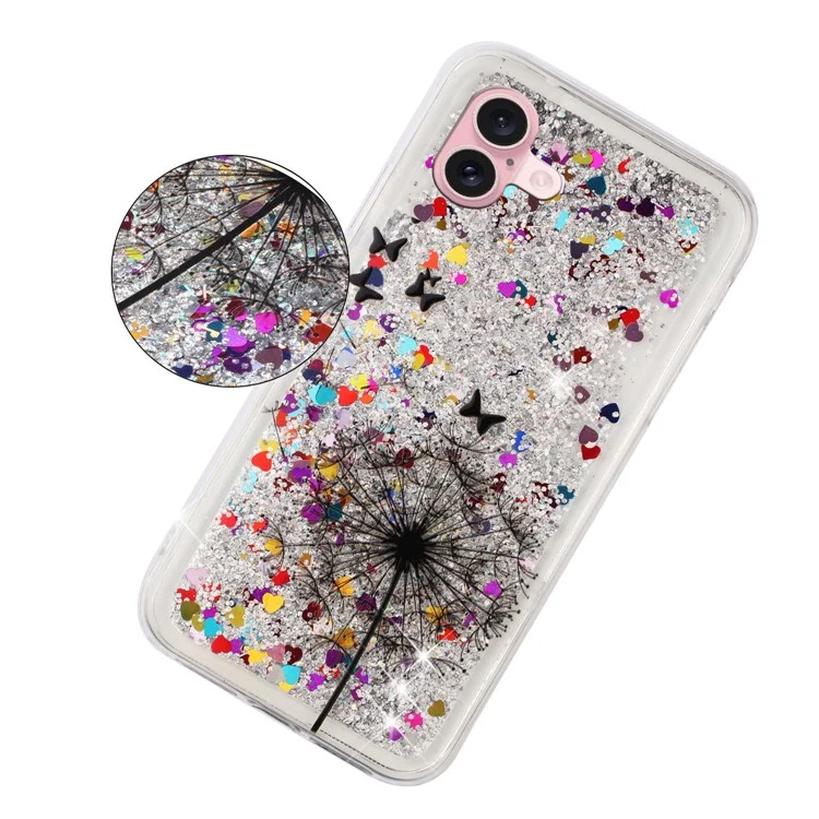 For iPhone 16 Case Floating Quicksand Pattern Soft TPU Back Cover - Löwenzahn