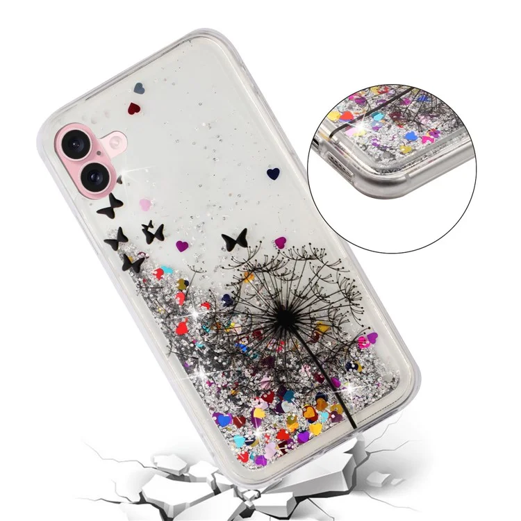 For iPhone 16 Case Floating Quicksand Pattern Soft TPU Back Cover - Löwenzahn