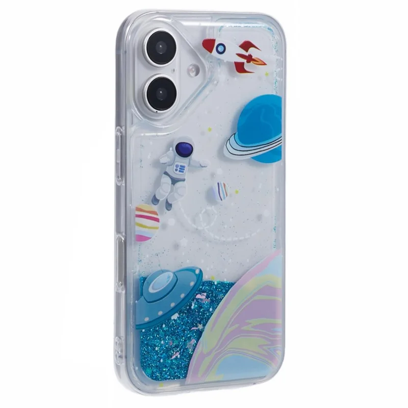 For iPhone 16 Plus Case Floating Quicksand Pattern Soft TPU Back Cover - Universe