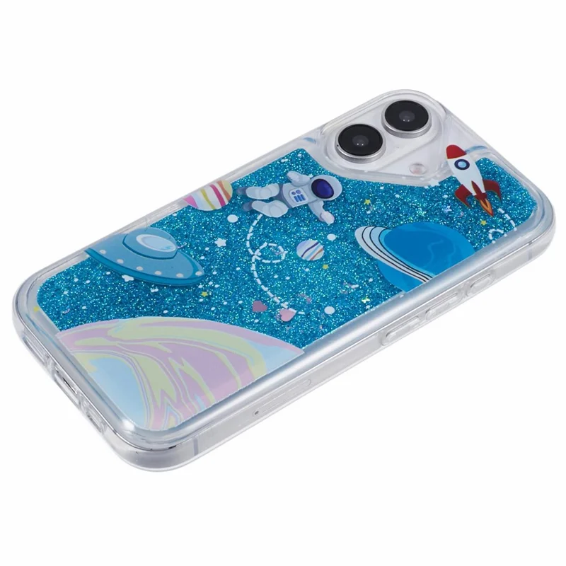 For iPhone 16 Plus Case Floating Quicksand Pattern Soft TPU Back Cover - Universe
