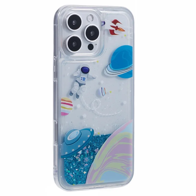 For iPhone 16 Pro Max Case Floating Quicksand Pattern Soft TPU Back Cover - Universe