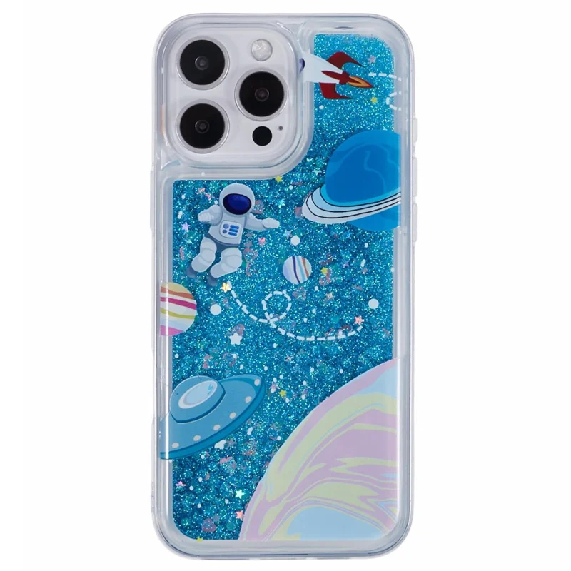 For iPhone 16 Pro Max Case Floating Quicksand Pattern Soft TPU Back Cover - Universe