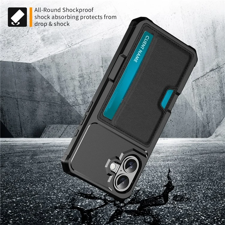 For iPhone 16 Case Card Slot Leather+TPU Defender Phone Cover