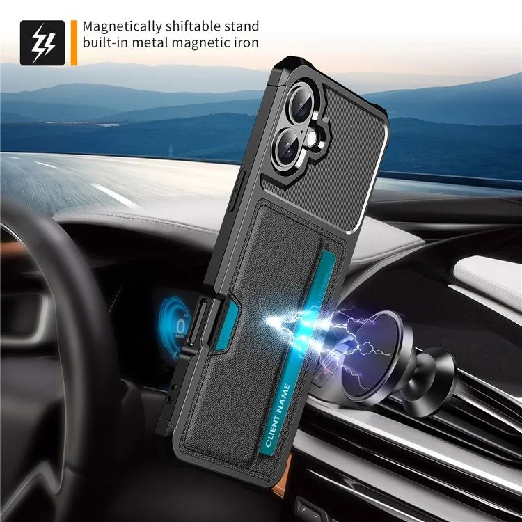 For iPhone 16 Case Card Slot Leather+TPU Defender Phone Cover