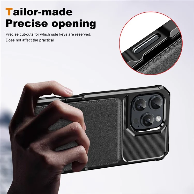 Per Iphone 16 Pro Case Case Slot Kickstand Poch PU+TPU - Nero