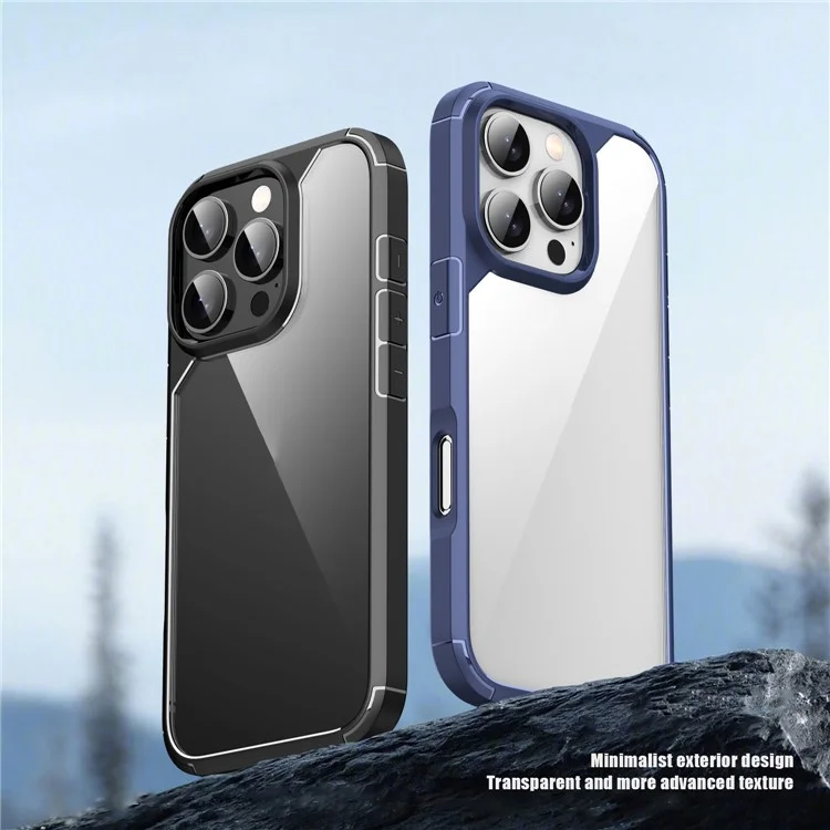 Série D'armure de Défense Pour Iphone 16 Pro Max Case Anti-Scratch Tpu + pc Clear Back Shell - Noir