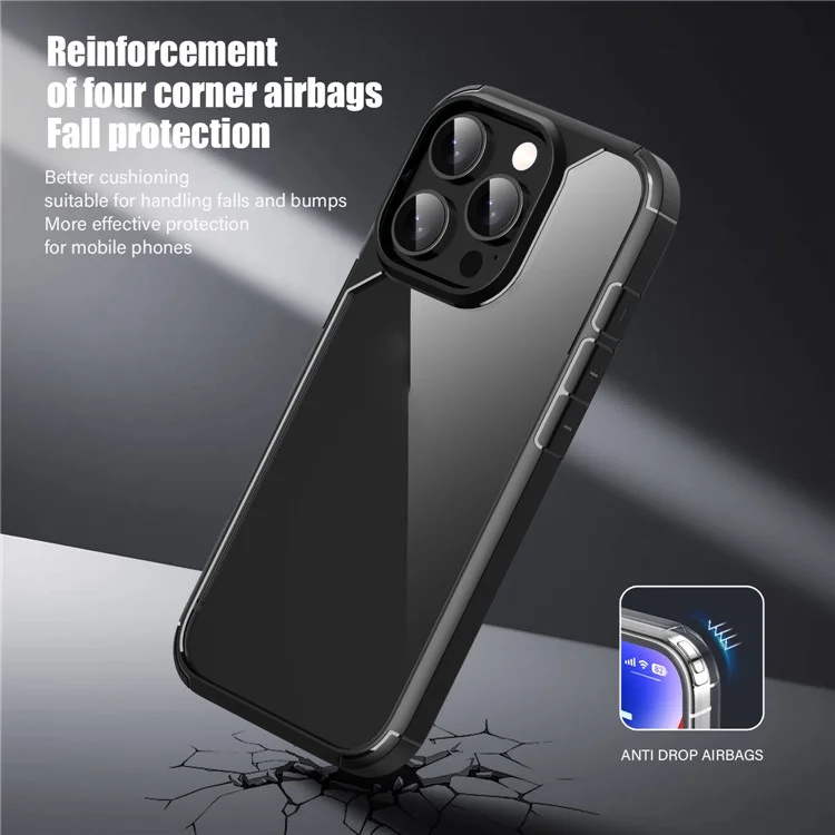 Série D'armure de Défense Pour Iphone 16 Pro Max Case Anti-Scratch Tpu + pc Clear Back Shell - Noir