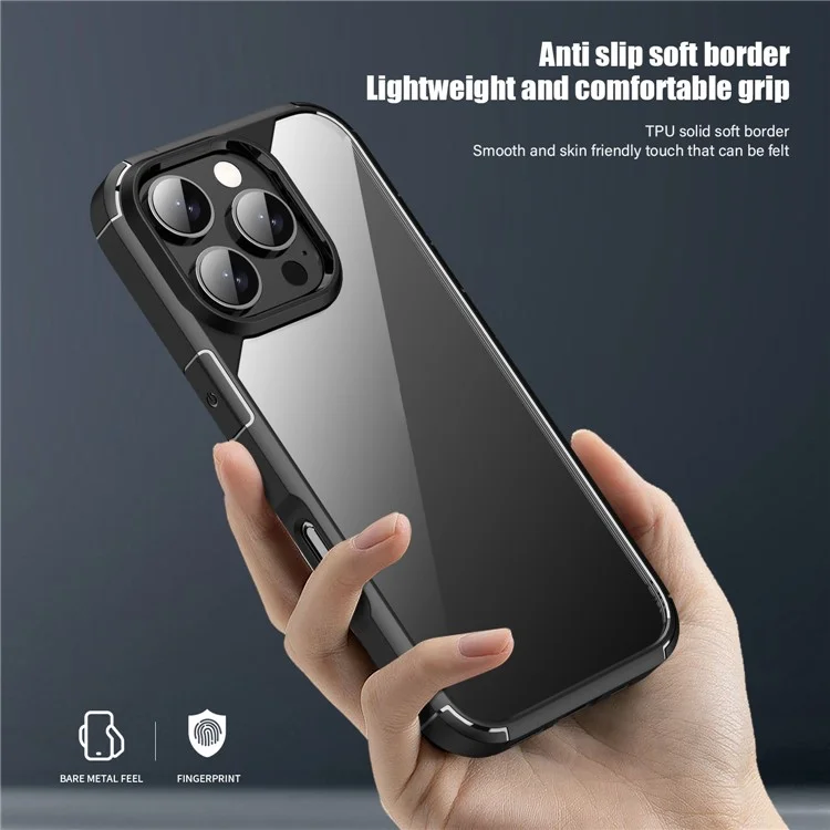 Série D'armure de Défense Pour Iphone 16 Pro Max Case Anti-Scratch Tpu + pc Clear Back Shell - Noir