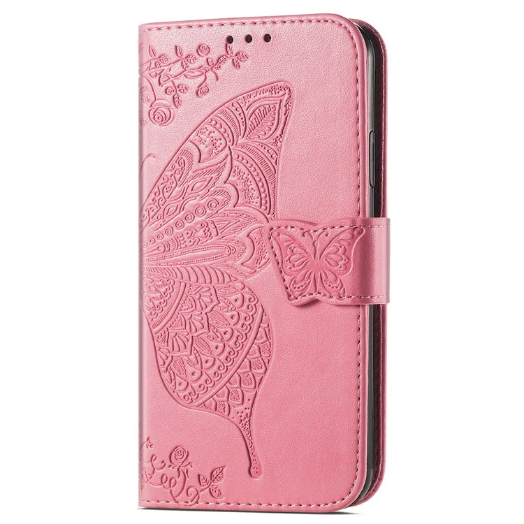 For Oppo Reno12 F 5G Case PU Leather Wallet Phone Cover Butterfly Pattern - Pink