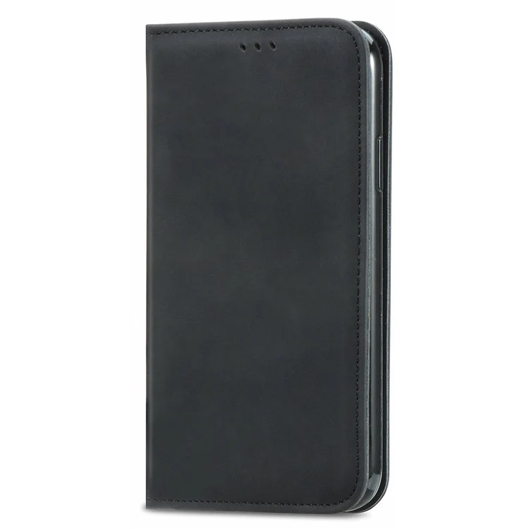 For Oppo Reno12 F 5G Leather Case with Card Holder Magnetic Absorption Phone Cover - Black