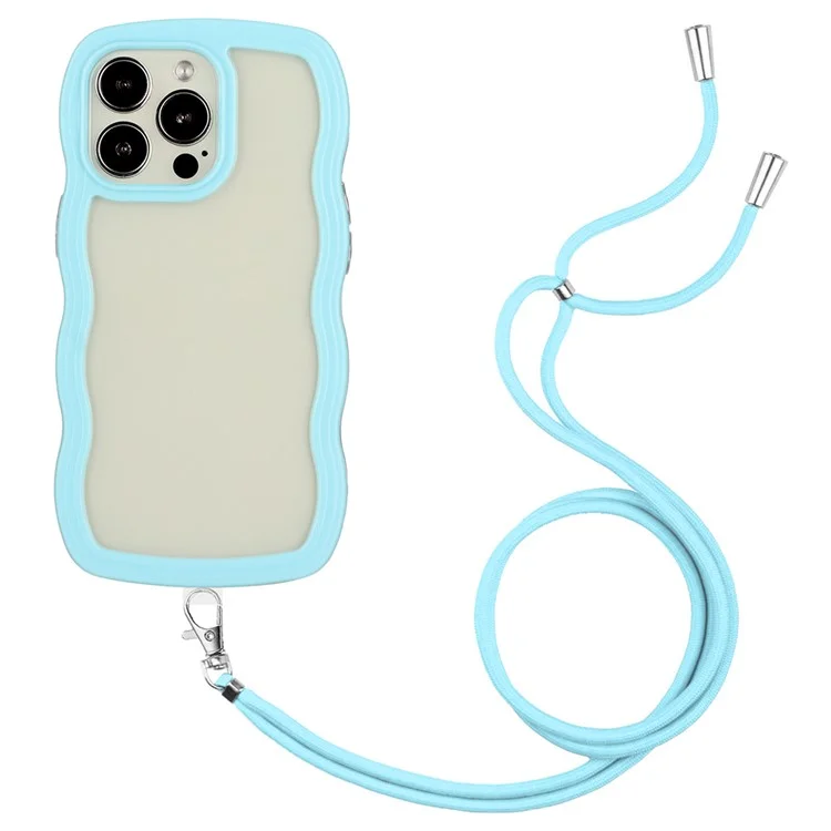 Pour Iphone 16 Pro Case Wavy Edge Design PC + TPU TPU Apporter Couverture du Téléphon - Ciel Bleu