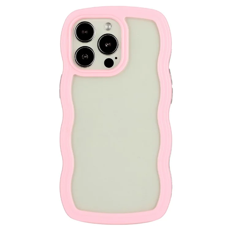 Para iPhone 16 Pro Case Wavy Edge Design PC + TPU Capa de Telefone à Prova de Choque - Rosa