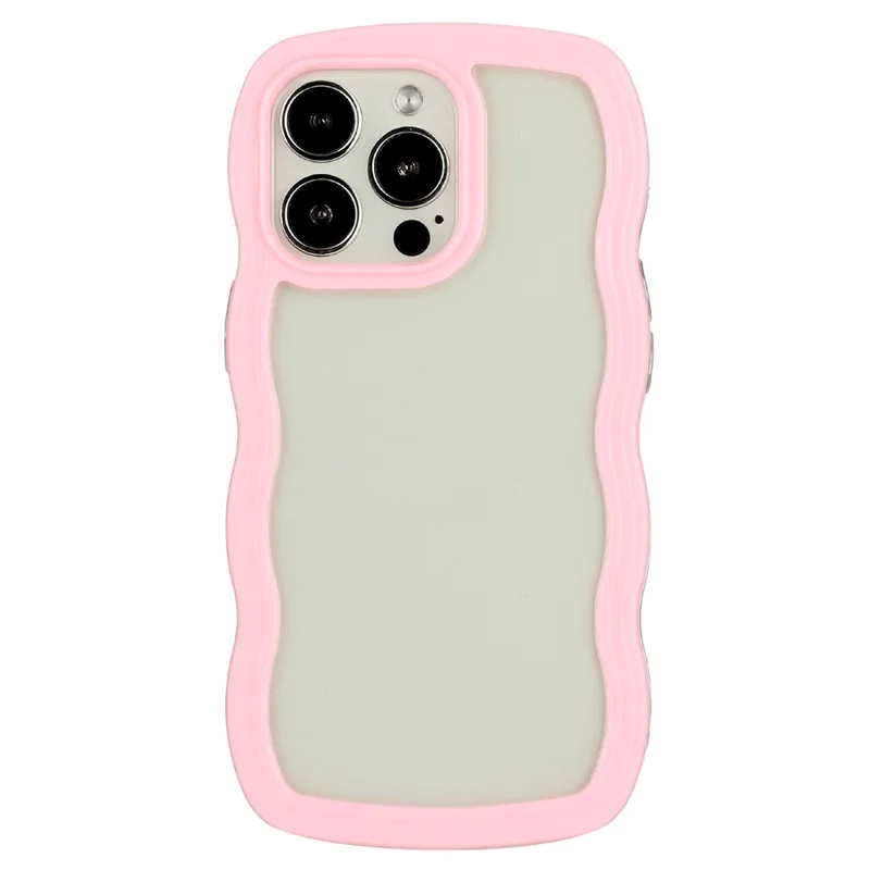 For iPhone 16 Pro Max Case Wavy Edge Design PC + TPU Shockproof Phone Cover - Pink