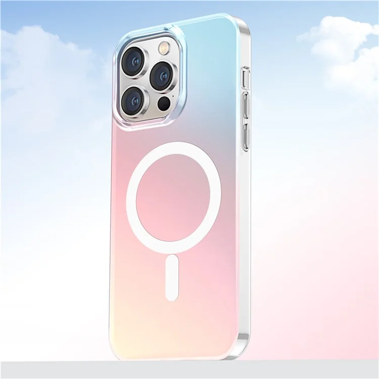 For iPhone 15 Pro Case Compatible with MagSafe Laser Gradient Effect TPU+PC Phone Cover